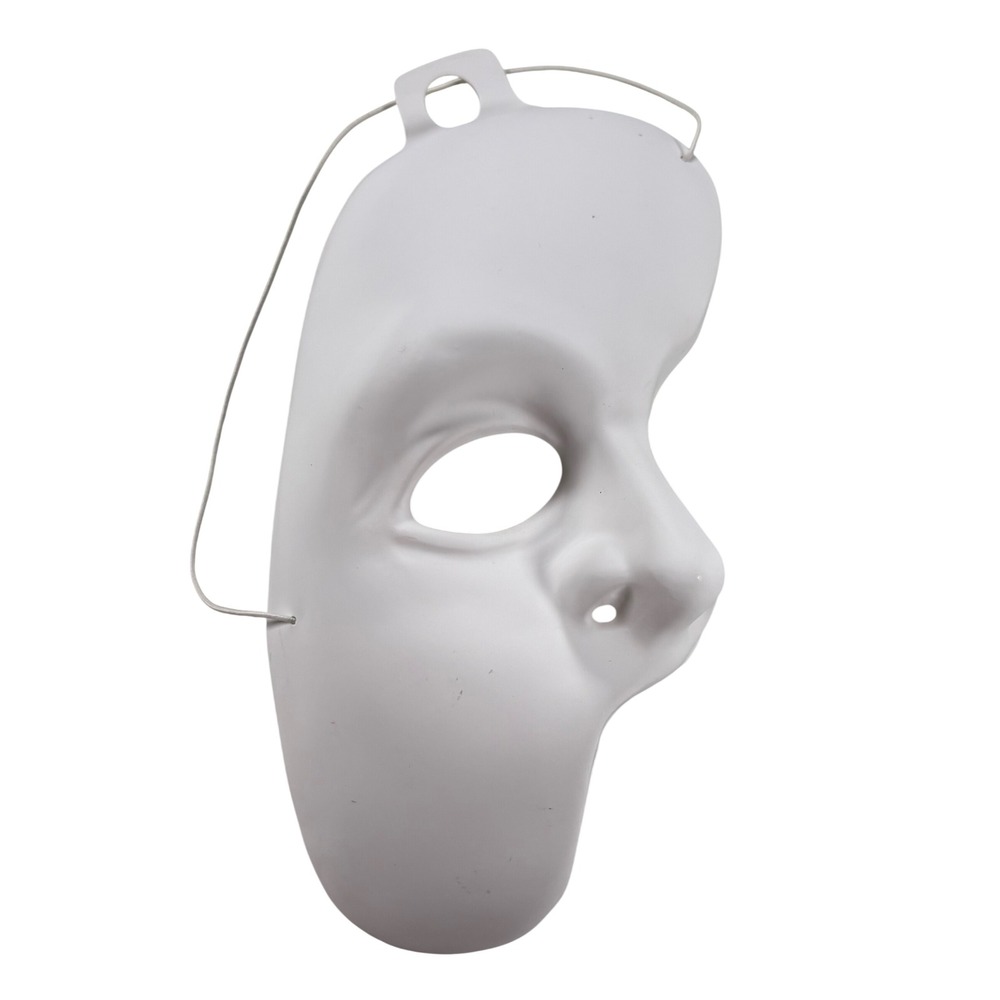 Rubies Costume Co White Phantom Mask Half Face Masquerade Plastic 3061 New